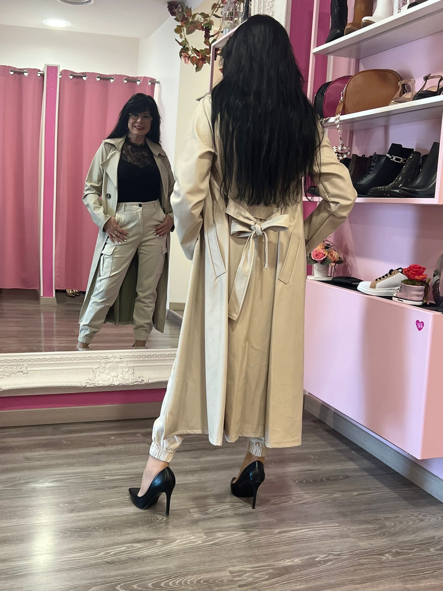 Trench lungo ecopelle cintura - abbigliamento - Stilosa