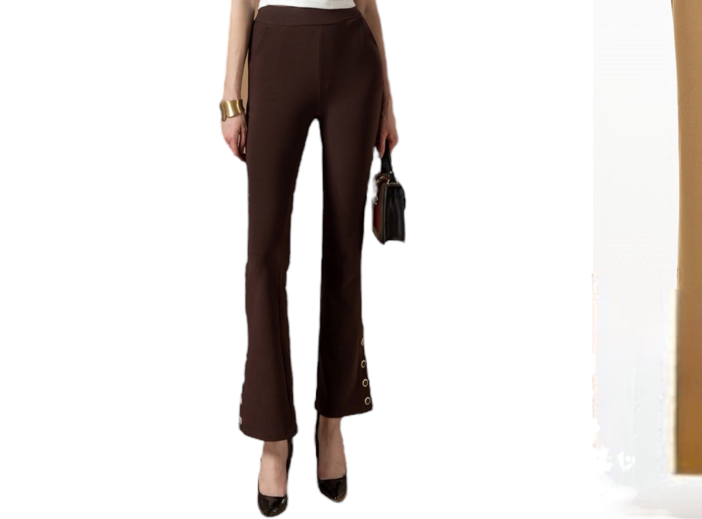Pantalone a zampa con spacco e bottoni - abbigliamento - Stilosa