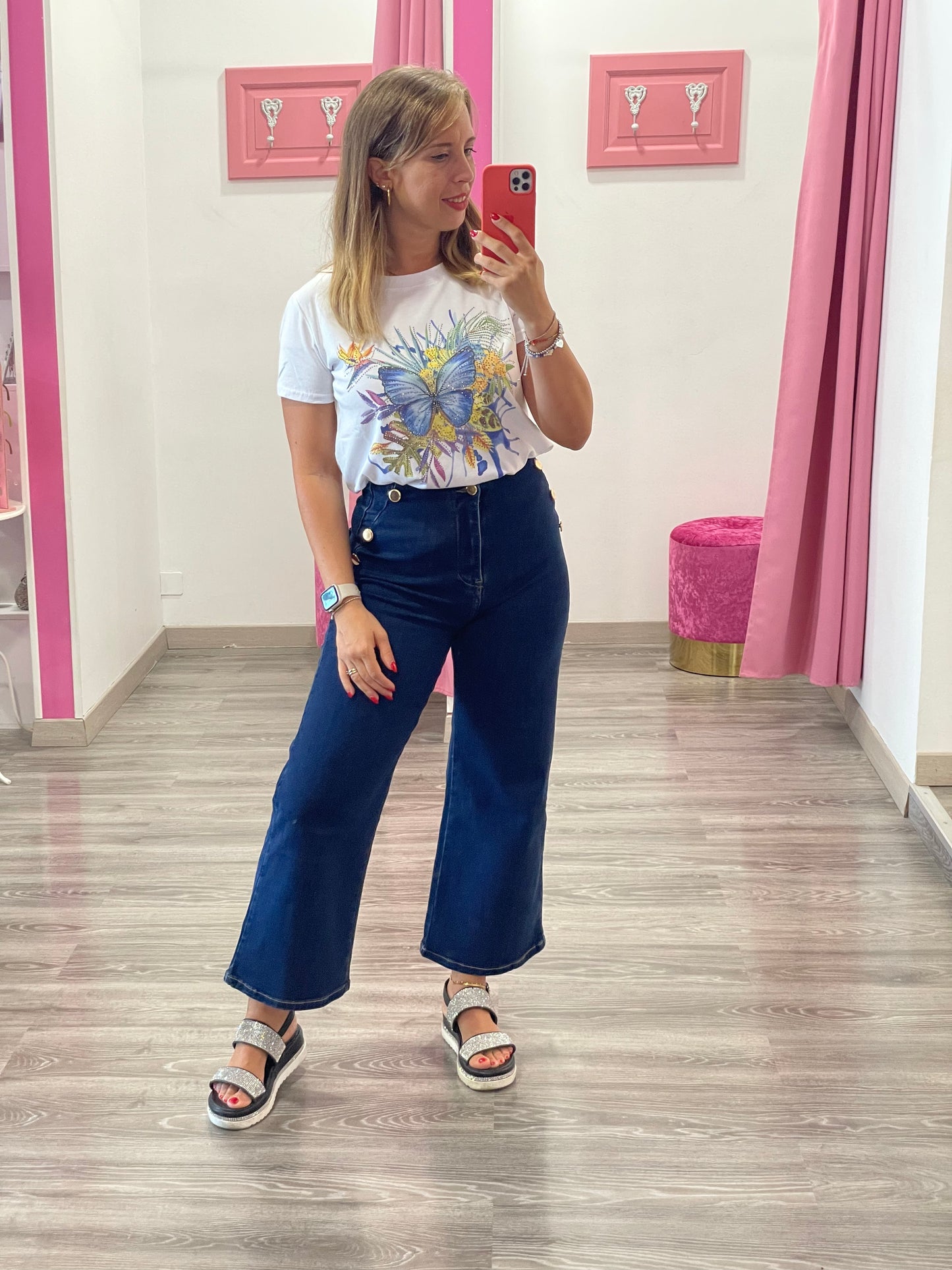 Jeans blu gaucho bottoni - JEANS - Stilosa
