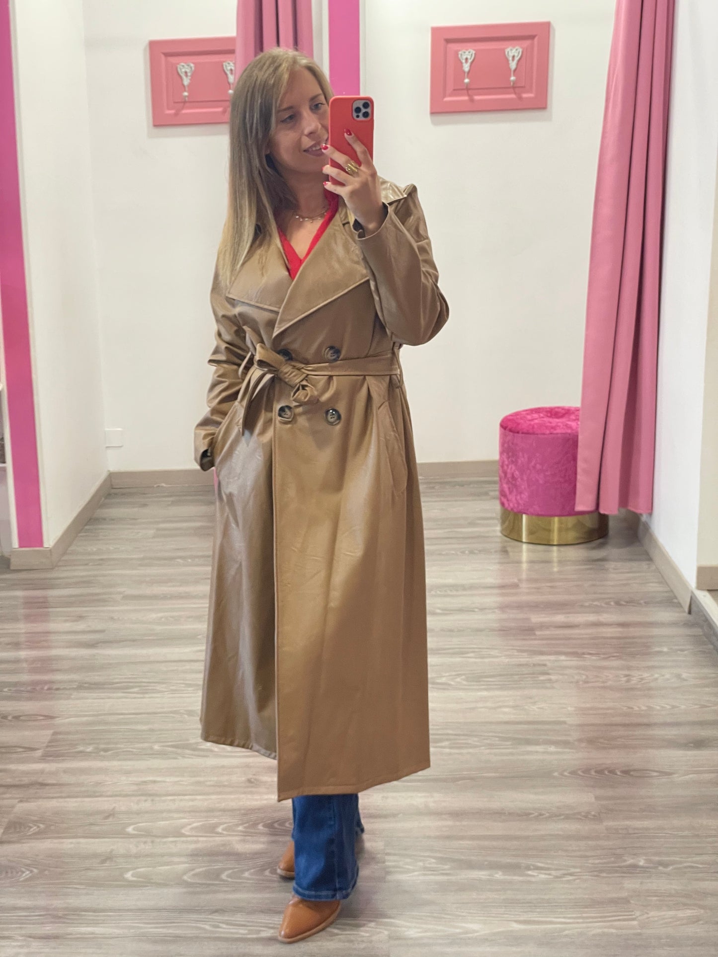 Trench lungo ecopelle cintura - abbigliamento - Stilosa