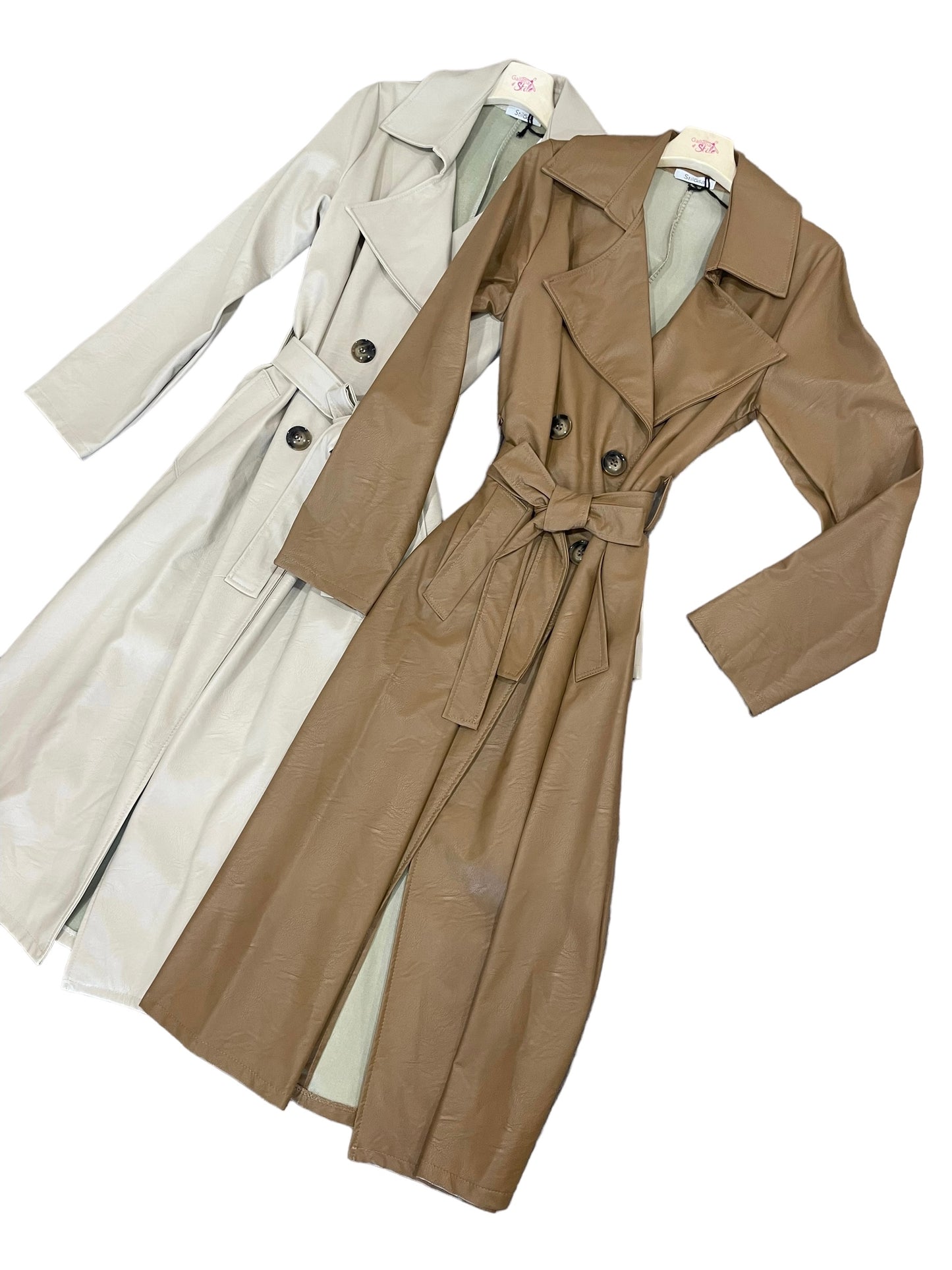 Trench lungo ecopelle cintura - abbigliamento - Stilosa