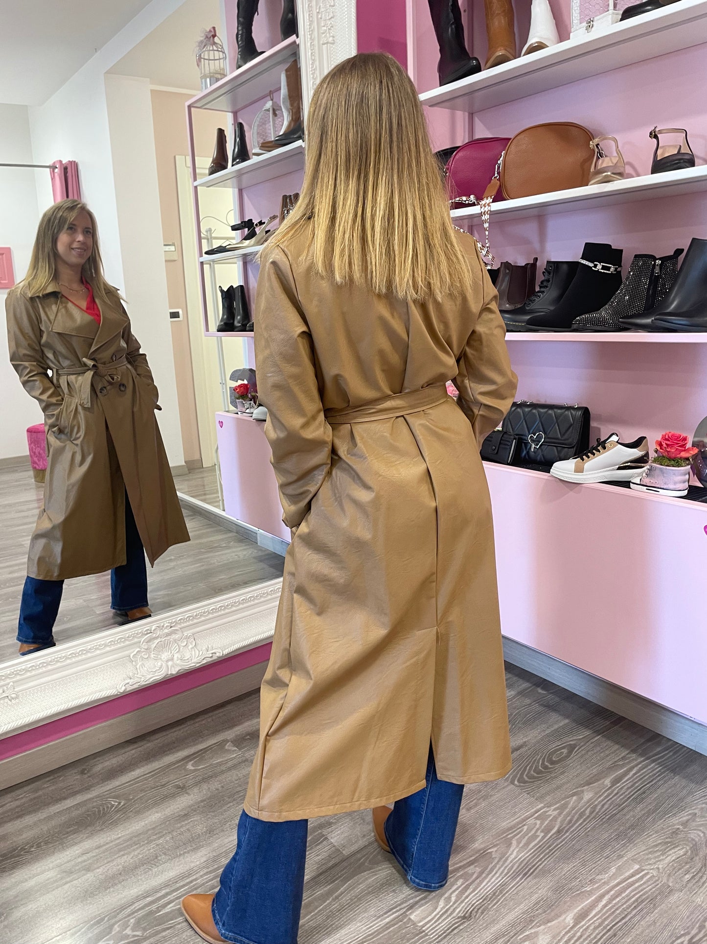 Trench lungo ecopelle cintura - abbigliamento - Stilosa