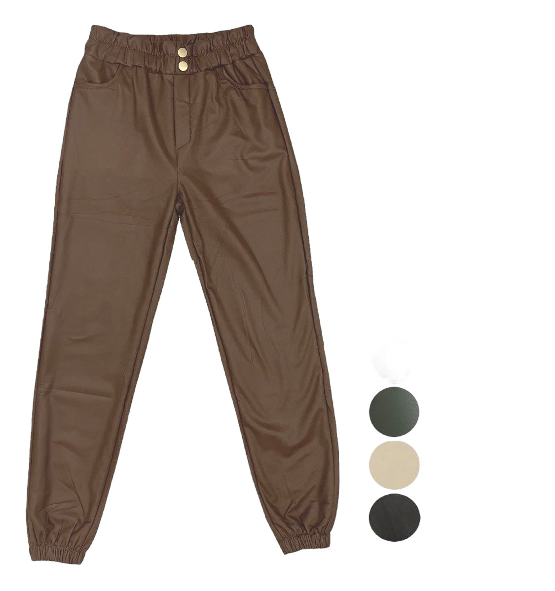Jogger ecopelle bottoni - abbigliamento - Stilosa