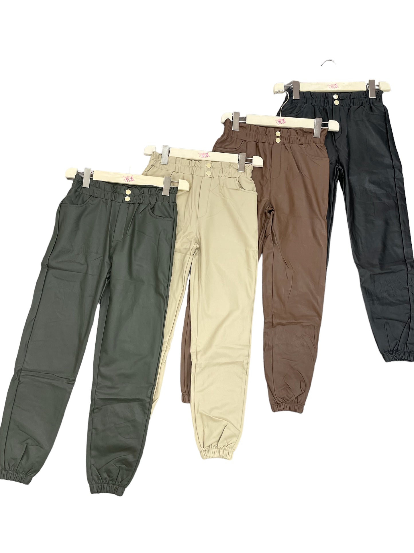 Jogger ecopelle bottoni - abbigliamento - Stilosa