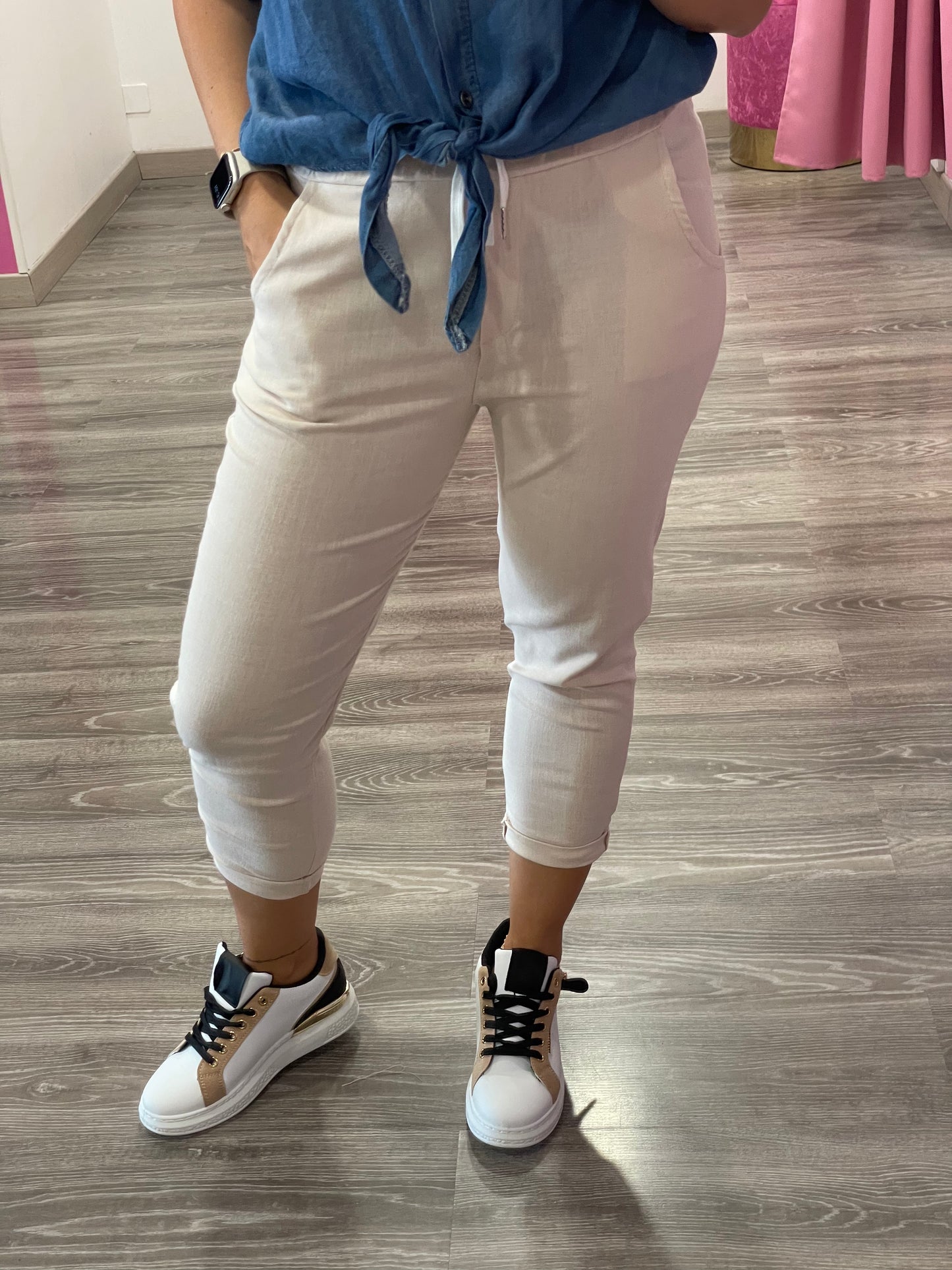 Panta beige lino - abbigliamento - Stilosa
