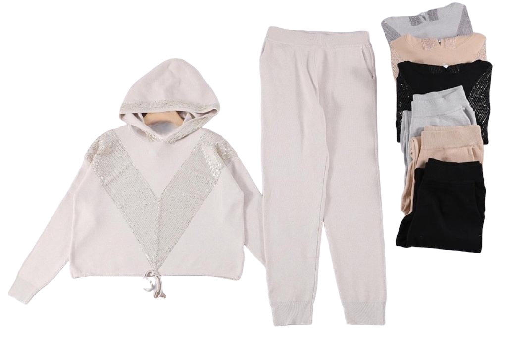 Completo con paillettes a V - JEANS - Stilosa