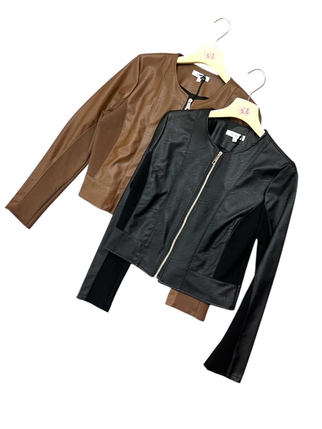 Giacca ecopelle con fascia - abbigliamento - Stilosa