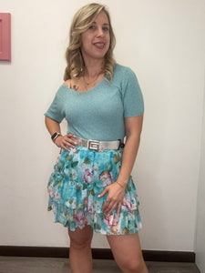 Gonna fiori doppia balza - abbigliamento - Stilosa