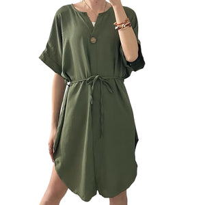 Abito con laccetto e bottone - abbigliamento - Stilosa