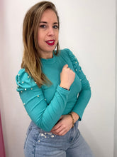 Carica l'immagine nel visualizzatore di Gallery, Maglia spalla palloncino con perle - abbigliamento - Stilosa
