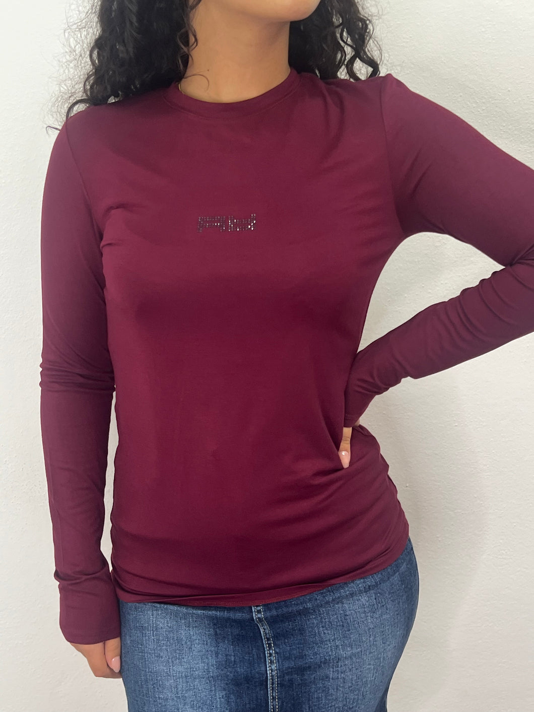 T-shirt girocollo con logo strass - abbigliamento - Artigli