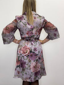 Abito fantasia midi violetto - abbigliamento - Artigli