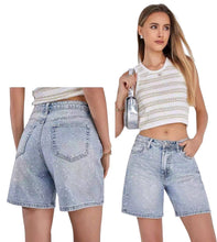 Carica l&#39;immagine nel visualizzatore di Gallery, Short in jeans cascata di strass - abbigliamento - Stilosa
