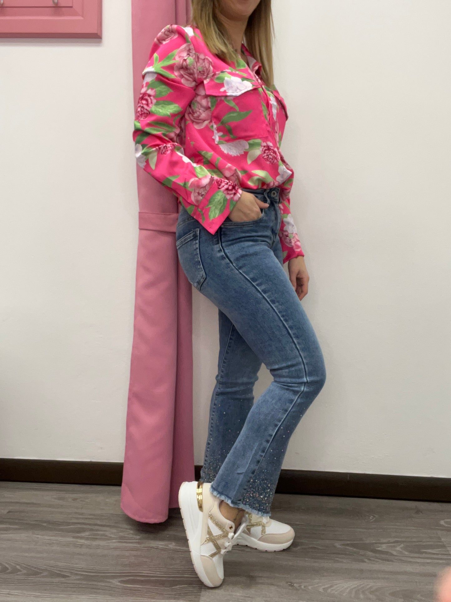 Jeans trombetta strass multicolor - abbigliamento - Stilosa