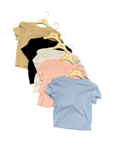 Carica l'immagine nel visualizzatore di Gallery, Maglia corta costine basic - abbigliamento - Stilosa
