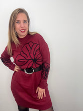 Carica l&#39;immagine nel visualizzatore di Gallery, Abito girocollo ricamo fiore - abbigliamento - Artigli
