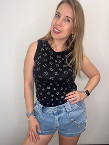 Canotta con logo strass sul davanti - abbigliamento - Artigli