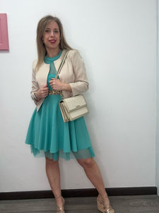 Abito scollo americana e tulle - abbigliamento - Stilosa