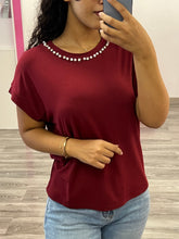 Carica l&#39;immagine nel visualizzatore di Gallery, T-shirt con profilo perle e brill - abbigliamento - Stilosa
