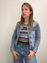 Carica l&#39;immagine nel visualizzatore di Gallery, Giacca denim girocollo blu - abbigliamento - Artigli

