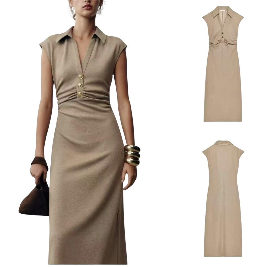 Abito midi con colletto - abbigliamento - Stilosa