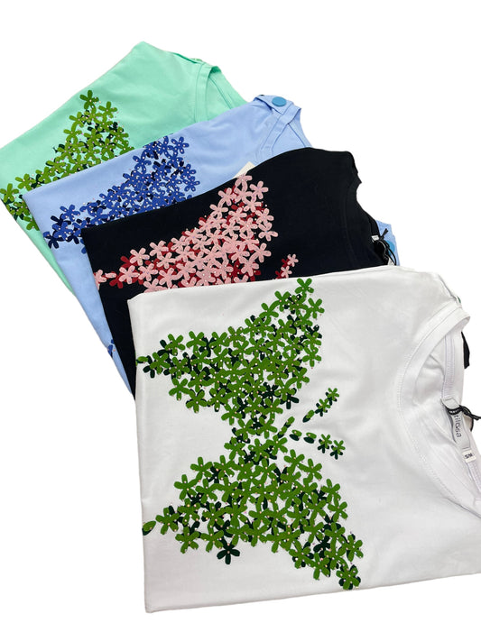 T-shirt stampa farfalla con applicazioni - abbigliamento - Stilosa