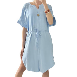 Abito con laccetto e bottone - abbigliamento - Stilosa