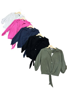 Camicia lavorata con nodo - abbigliamento - Stilosa