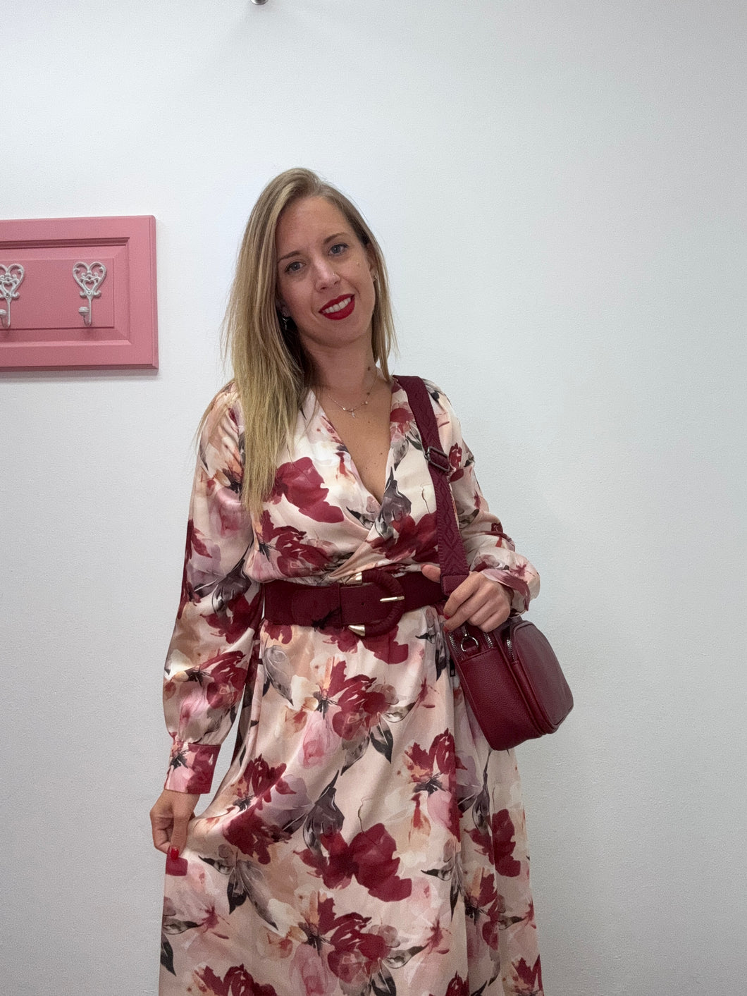 Abito midi fantasia fiorita - abbigliamento - Jiveley