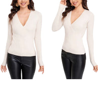 Carica l&#39;immagine nel visualizzatore di Gallery, Maglia stretch con scollatura ad incrocio - abbigliamento - Stilosa
