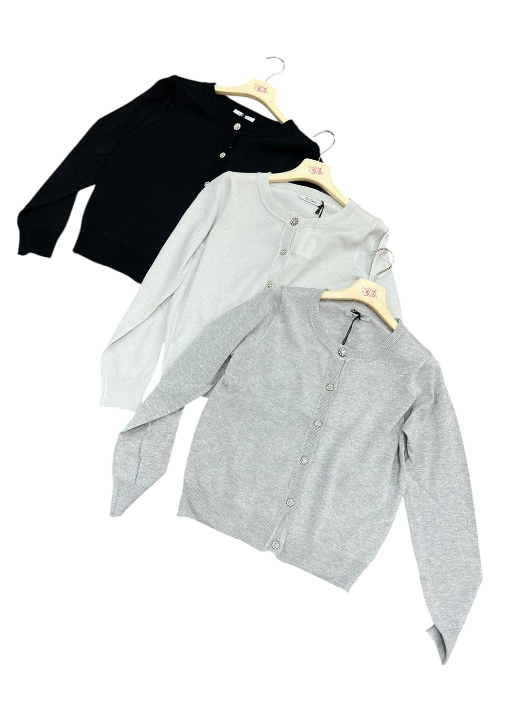 Cardigan in lurex con bottoni gioiello - abbigliamento - Stilosa