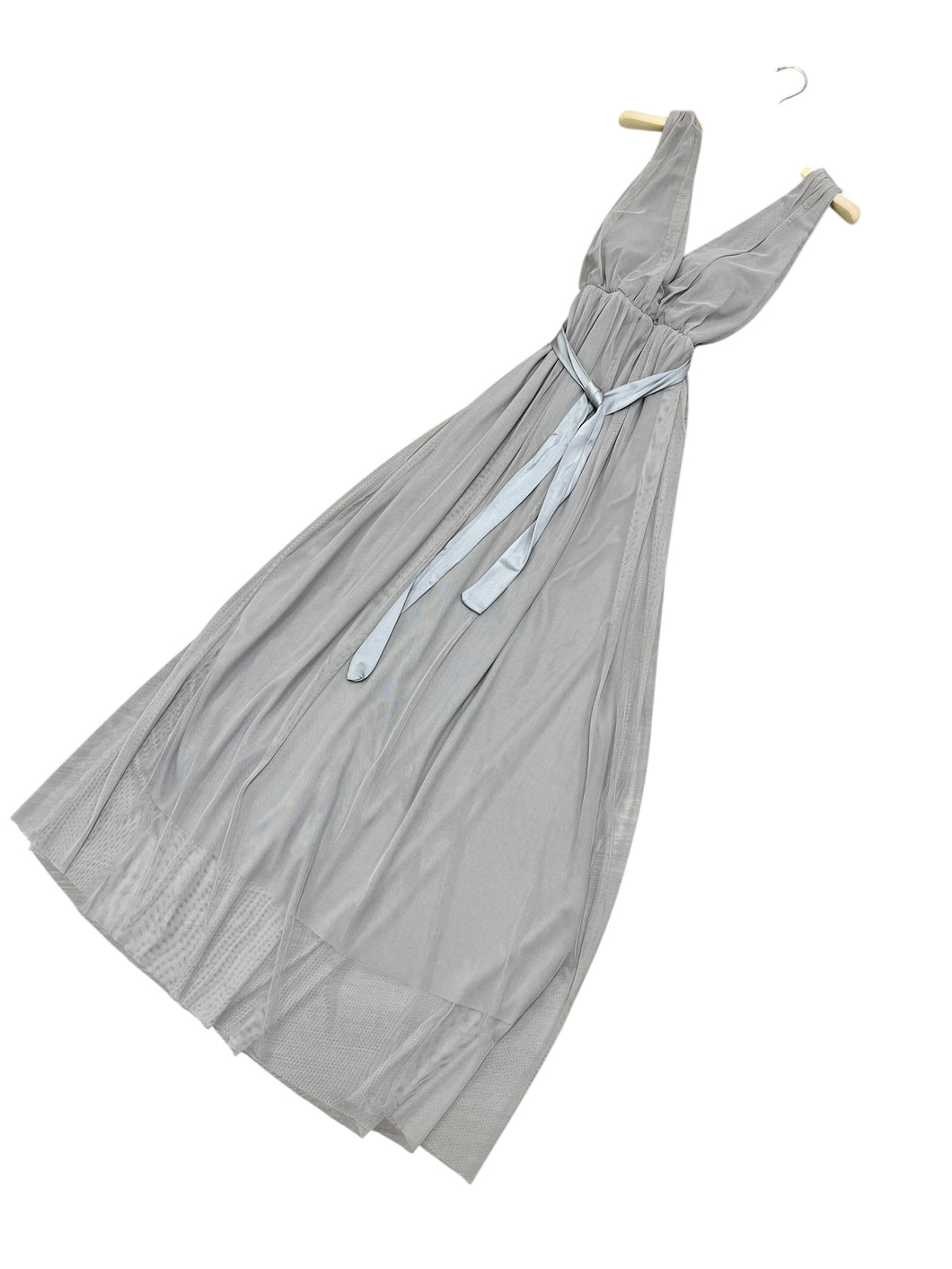 Abito lungo in tulle grigio con cint - abbigliamento - Stilosa
