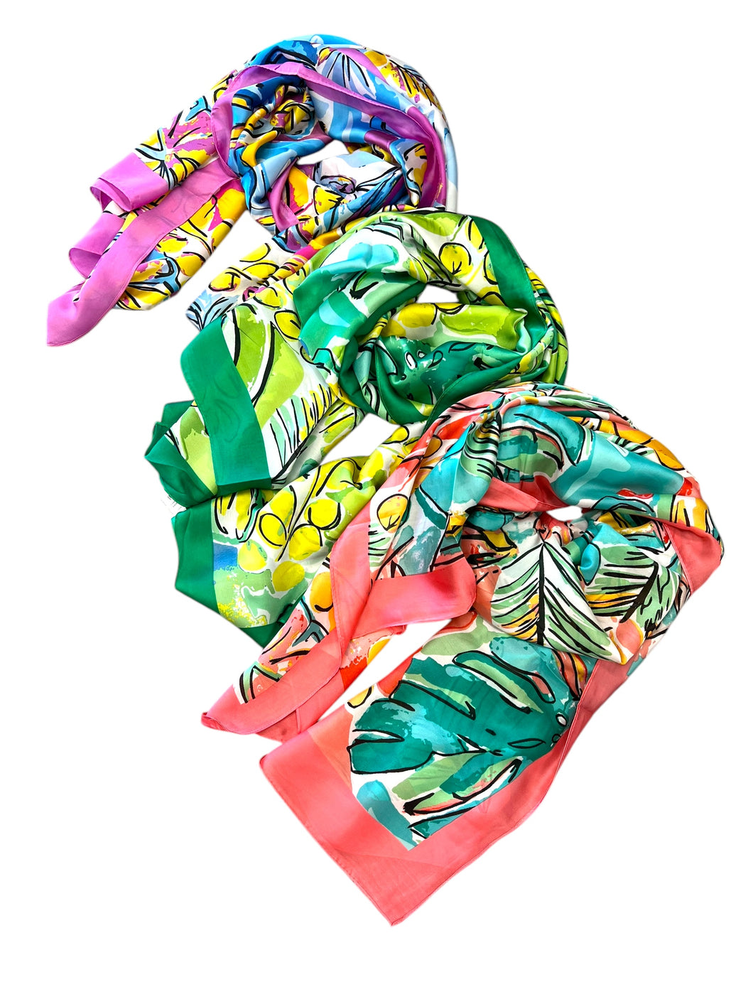 Foulard raso foglie tropicali - abbigliamento - Stilosa