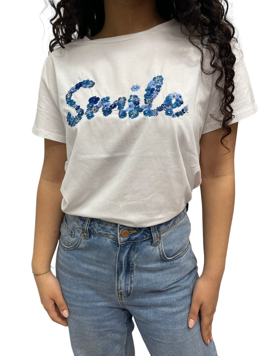 T-shirt ricamo smile - abbigliamento - Stilosa