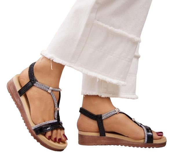 Sandali flat intreccio punti luce - Scarpe - Stilosa