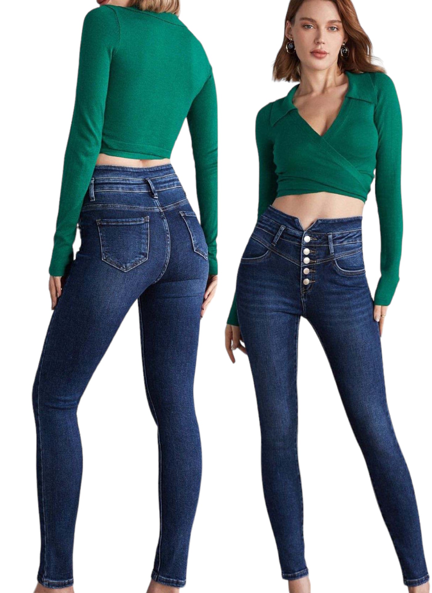 Jeans vita altissima skinny bottoni - abbigliamento - Stilosa