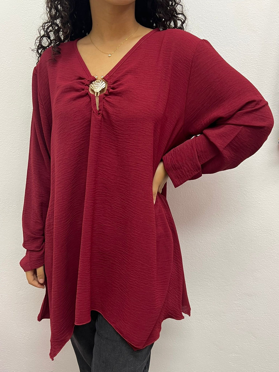 Maxi camicia con ripresa centrale asimmetrica - abbigliamento - Stilosa