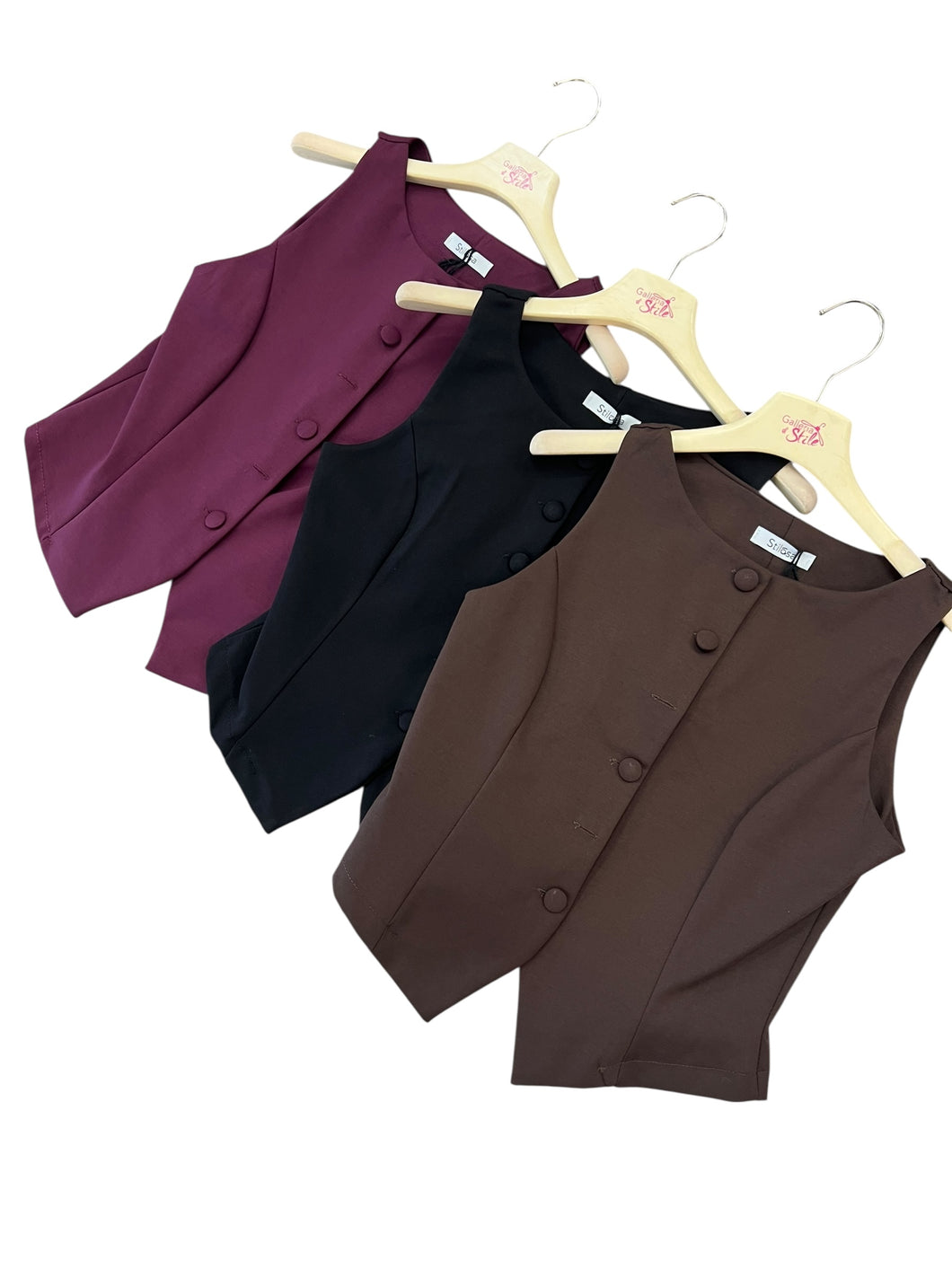 Gilet con bottoni ricoperti - abbigliamento - Stilosa