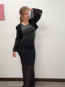Abito lungo strass e trasparenze - abbigliamento - Stilosa