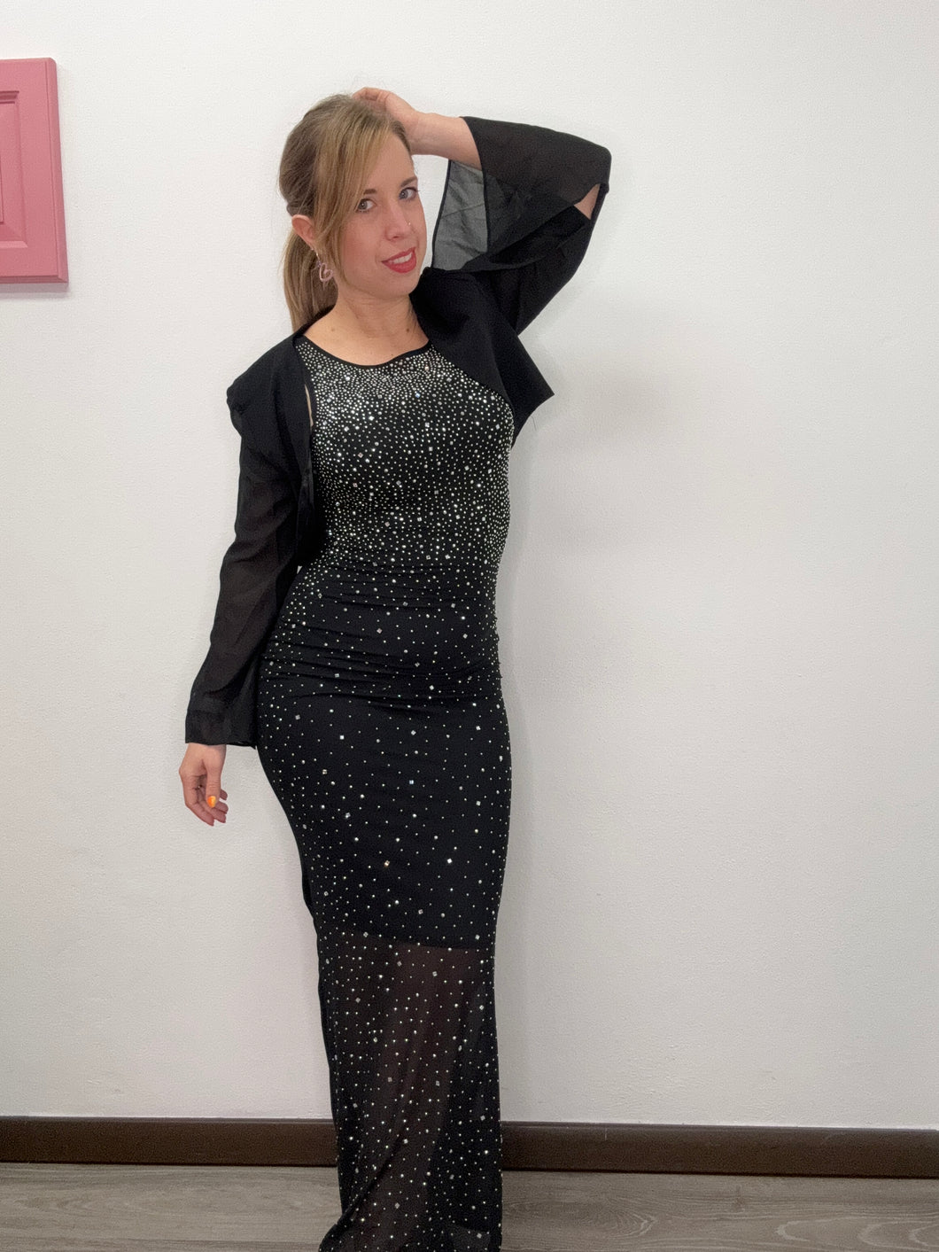 Abito lungo strass e trasparenze - abbigliamento - Stilosa