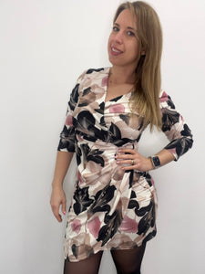 Tubino jersey fiori drappeggio - abbigliamento - Stilosa