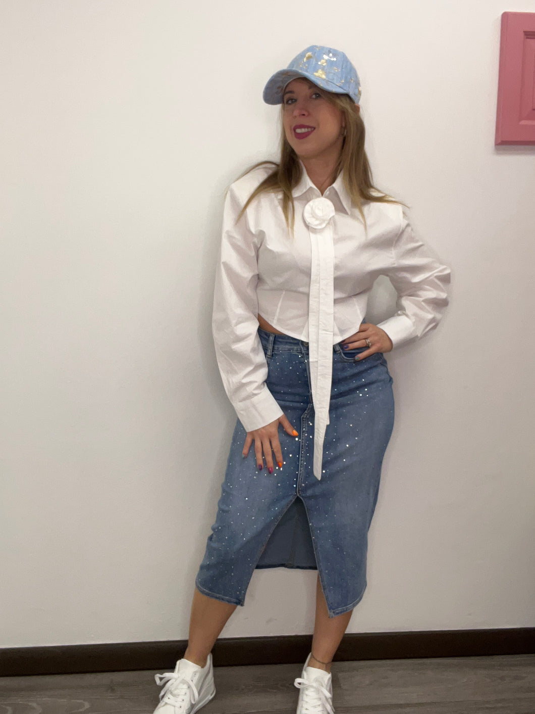 Gonna denim midi spacco - abbigliamento - Stilosa