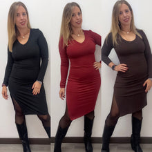 Carica l&#39;immagine nel visualizzatore di Gallery, ABito scollo a V coste - abbigliamento - Stilosa
