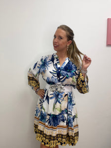 Abito scollo V con balza - abbigliamento - Stilosa
