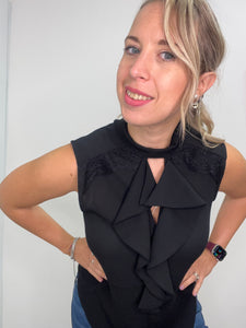Blusa smanicata con fusciacca pizzo - abbigliamento - Artigli