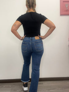 Jeans trombetta sfrangiato blu - abbigliamento - Stilosa
