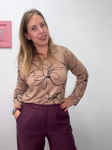 Maglia fiori profili neri - abbigliamento - Stilosa