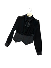 Carica l&#39;immagine nel visualizzatore di Gallery, Camicia con baschina e collo in raso - abbigliamento - Artigli
