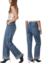 Carica l&#39;immagine nel visualizzatore di Gallery, Jeans palazzo cascata strass 1113 - JEANS - Stilosa
