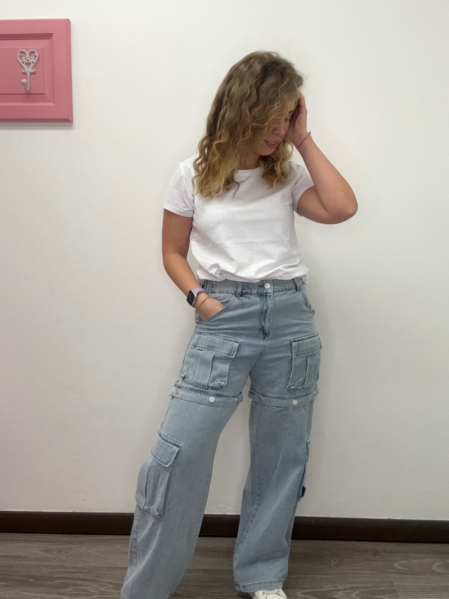 Jeans cargo bottoni short - abbigliamento - Stilosa